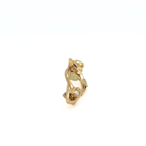 Broche Broche Art nouveau en or jaune 750 avec rubis et perle 58 Facettes 434771