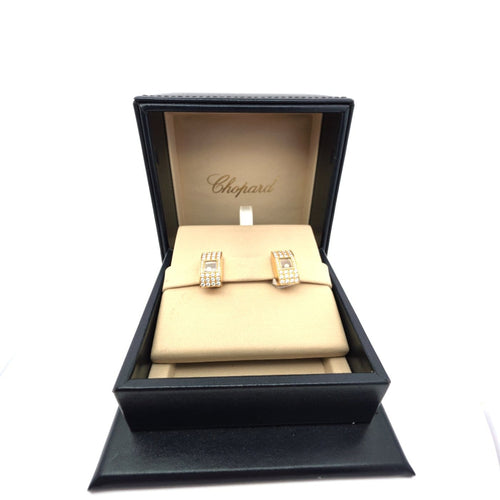Boucles d'oreilles Chopard Happy Diamonds - Boucles d’oreilles puces en or jaune 18k et diamants 58 Facettes UN-0580