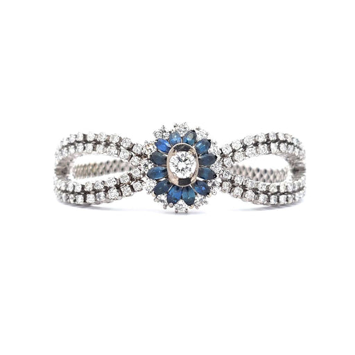 Bracelet Bracelet jonc en or blanc 18 ct avec diamants et saphirs 58 Facettes UN-0540