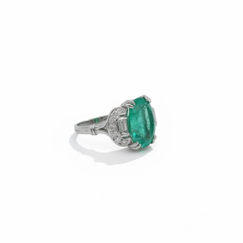 Bague 50 Bague en or blanc 18 carats à émeraude de Colombie 5,12 ct et diamants 58 Facettes 1.0001333/3