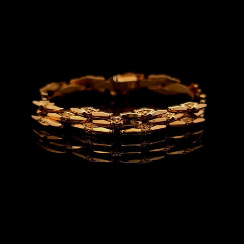 Bracelet Bracelet à maillons navette trois rangs en or jaune 18K 58 Facettes UN-0803