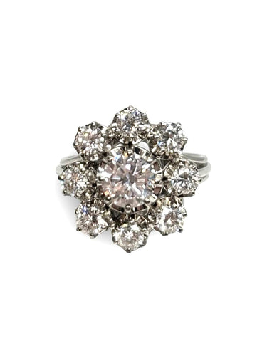 Bague 53 Bague en or blanc 18K sertie de diamants 2,1 ct 58 Facettes 1853