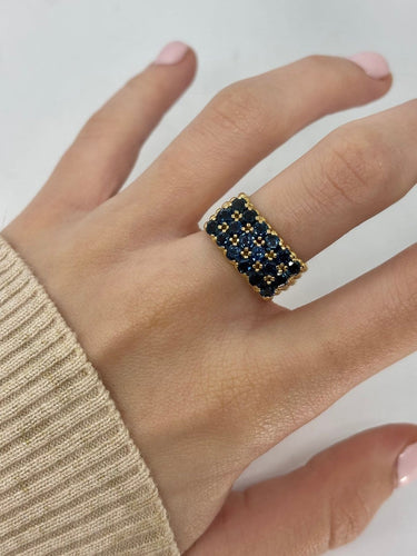 Bague 52 Bague en or jaune 18K sertie de saphirs env. 1 ct 58 Facettes 1855