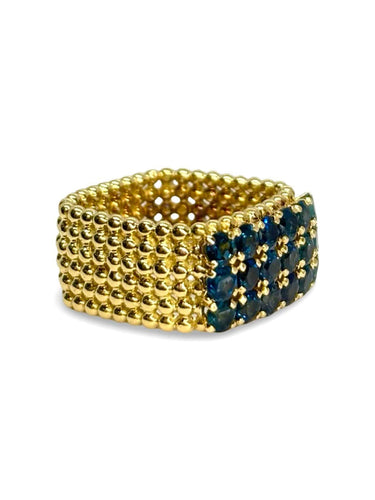 Bague 52 Bague en or jaune 18K sertie de saphirs env. 1 ct 58 Facettes 1855