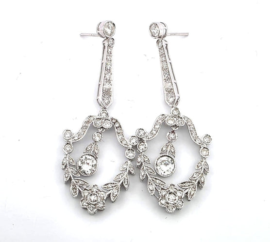 Boucles d'oreilles Boucles d'oreilles Art déco en or blanc 18 ct avec diamants 58 Facettes 90/26 A