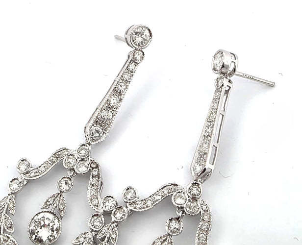 Boucles d'oreilles Boucles d'oreilles Art déco en or blanc 18 ct avec diamants 58 Facettes 90/26 A