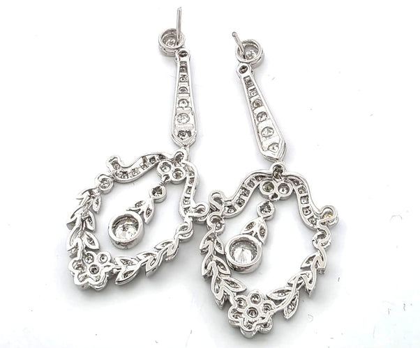 Boucles d'oreilles Boucles d'oreilles Art déco en or blanc 18 ct avec diamants 58 Facettes 90/26 A