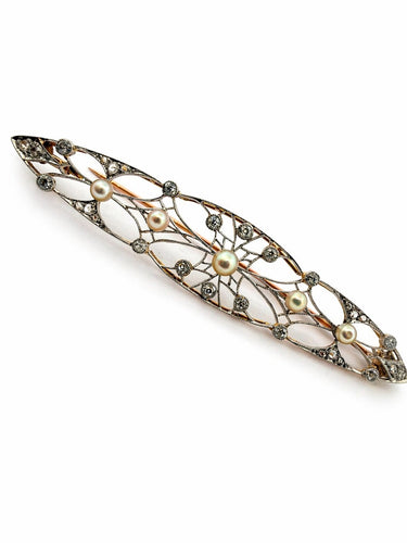 Broche Broche ancienne en or 18 carats et platine, perles et diamants 58 Facettes bpd