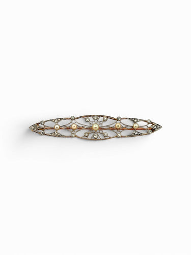 Broche Broche ancienne en or 18 carats et platine, perles et diamants 58 Facettes bpd