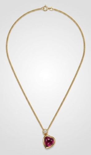 Collier Collier pendentif cœur rhodolite et diamant en or jaune 18K 58 Facettes LP1845