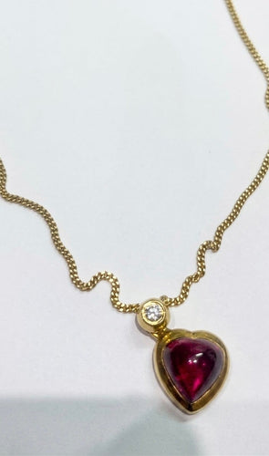 Collier Collier pendentif cœur rhodolite et diamant en or jaune 18K 58 Facettes LP1845