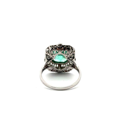 Bague 54 Bague Art déco - Émeraude colombienne et diamants en or blanc 18k 58 Facettes 50447