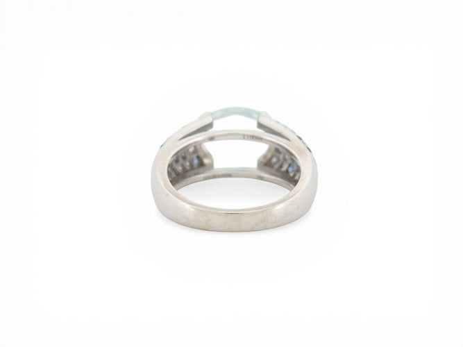 Bague 52 Mauboussin Nuit d'Amour - Bague en or blanc et aigue-marine, diamants et saphirs 58 Facettes 274240