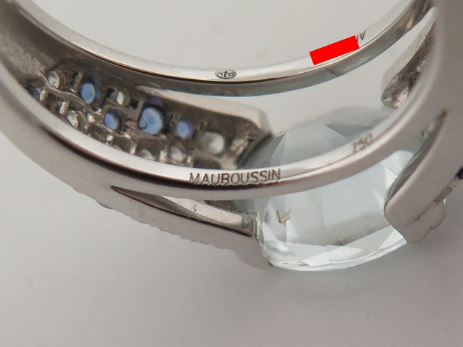 Bague 52 Mauboussin Nuit d'Amour - Bague en or blanc et aigue-marine, diamants et saphirs 58 Facettes 274240