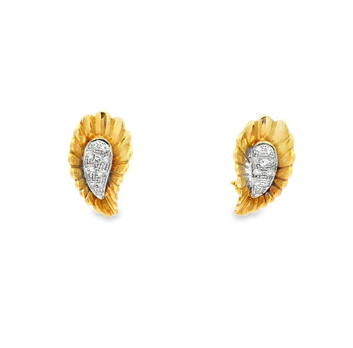 Boucles d'oreilles Boucles d’oreilles puces - Pavé de diamants en or jaune 14k 58 Facettes UN-0592