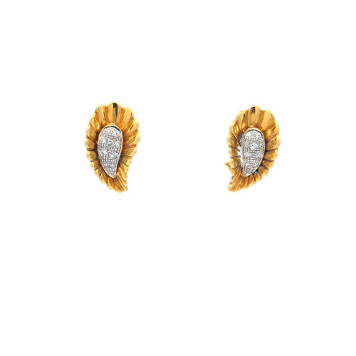 Boucles d'oreilles Boucles d’oreilles puces - Pavé de diamants en or jaune 14k 58 Facettes UN-0592
