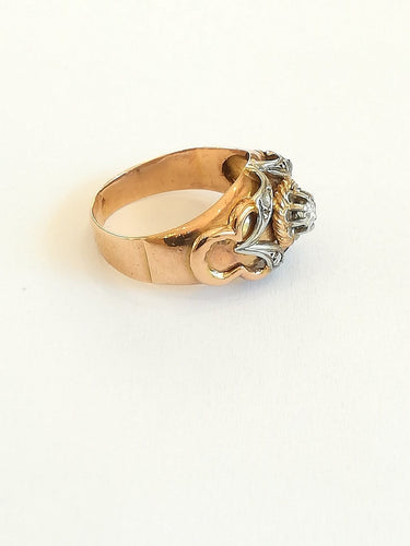 Bague 54 Bague ancienne trois ors 18 ct avec diamants 58 Facettes 00923