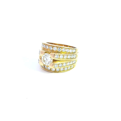 Bague 55 Bague vintage en or jaune 18k avec diamants 58 Facettes 11728