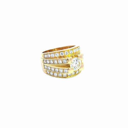 Bague 55 Bague vintage en or jaune 18k avec diamants 58 Facettes 11728