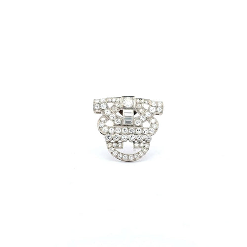 Broche Art déco - Broche géométrique ajourée en platine et diamants 58 Facettes 60024059