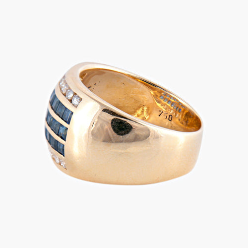 Bague 54.5 Bague jonc en or jaune, diamants et saphirs 58 Facettes BO/220036