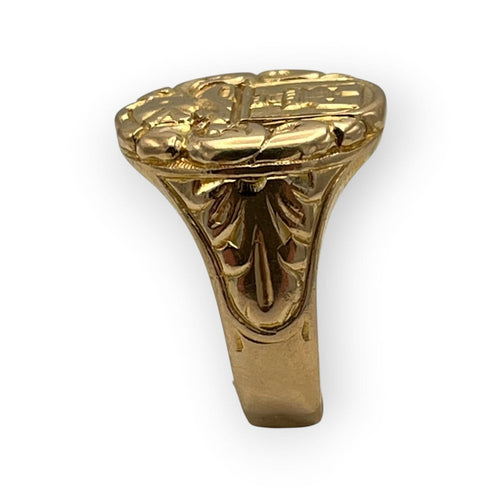 Bague 52 Chevalière blason gravé en or jaune 750 58 Facettes 149067235