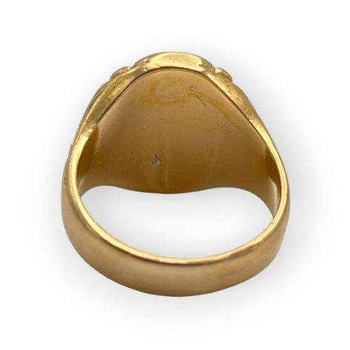 Bague 52 Chevalière blason gravé en or jaune 750 58 Facettes 149067235