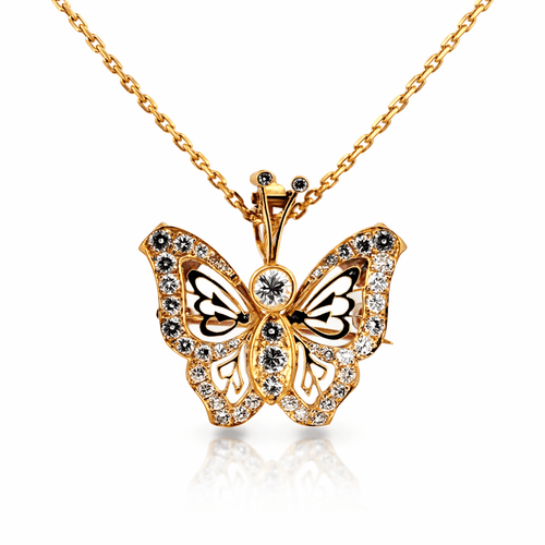 Collier Collier pendentif papillon en or jaune 18 carats et diamants 58 Facettes Pap