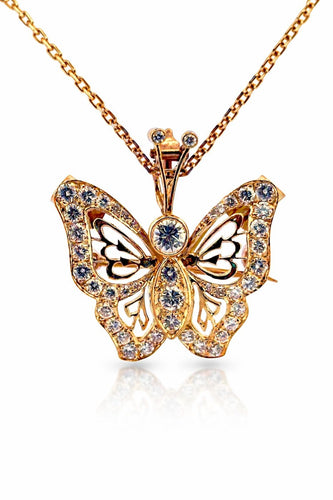 Collier Collier pendentif papillon en or jaune 18 carats et diamants 58 Facettes Pap