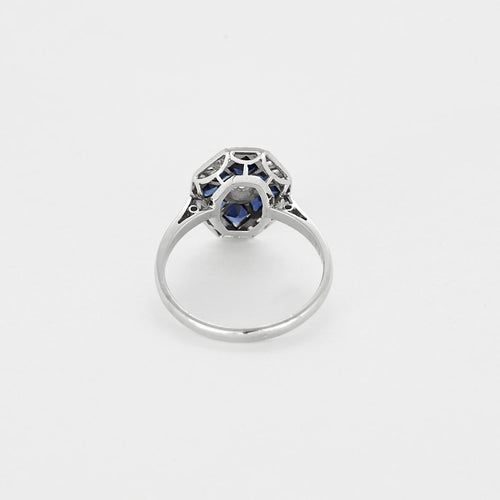 Bague 53 Bague Art Déco en platine, or gris, diamants et saphirs de synthèse. 58 Facettes 250713