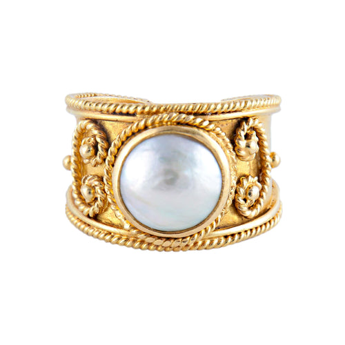 Bague 53.5 Sultan - Bague jonc en or jaune et nacre 58 Facettes BO/220077