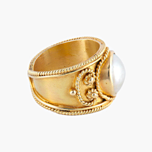 Bague 53.5 Sultan - Bague jonc en or jaune et nacre 58 Facettes BO/220077