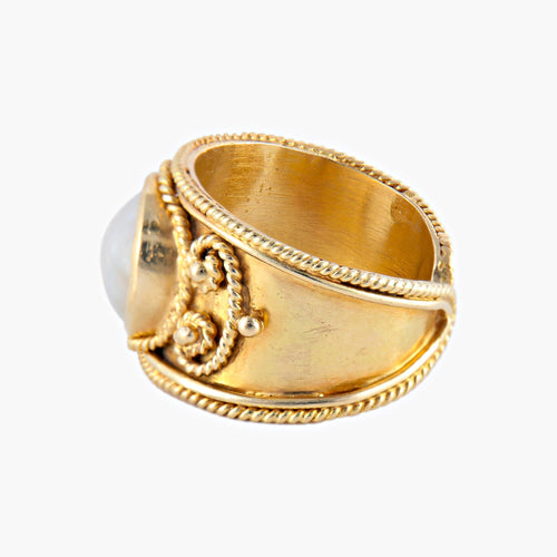 Bague 53.5 Sultan - Bague jonc en or jaune et nacre 58 Facettes BO/220077
