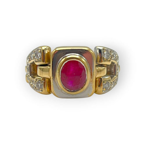 Bague 52 Bague articulée en or jaune et or blanc 750 rubis et diamants 58 Facettes 149068514