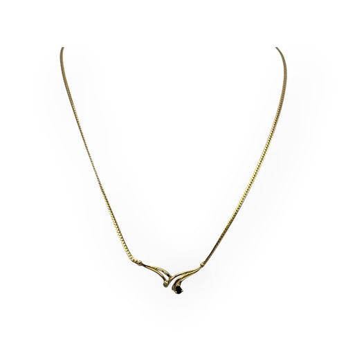 Collier Collier maille anglaise en or jaune, saphir et diamant 58 Facettes 149067745