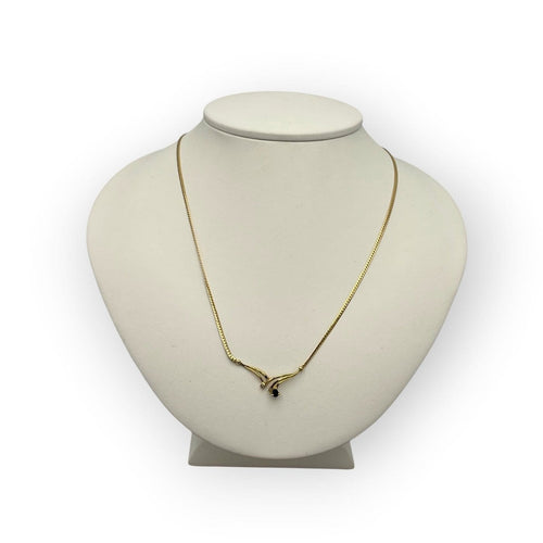 Collier Collier maille anglaise en or jaune, saphir et diamant 58 Facettes 149067745