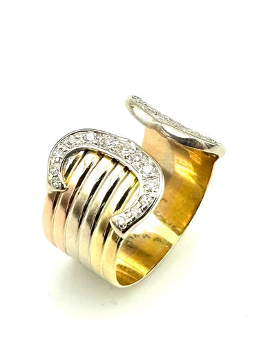 Bague 50 Cartier Double C - Bague en or jaune, rose et blanc et diamants 58 Facettes CARTIER BG