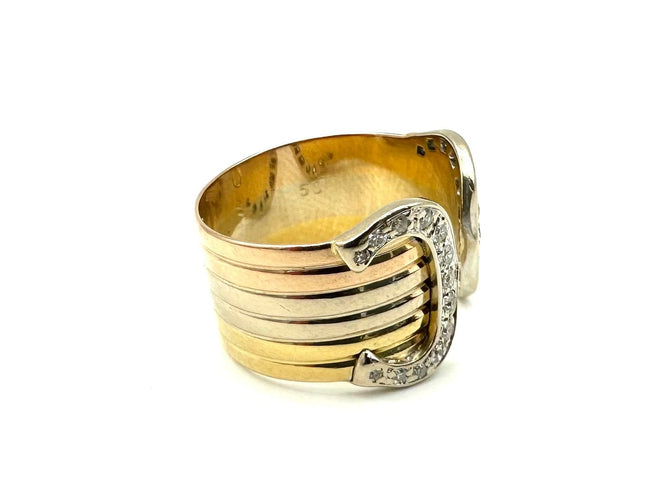 Bague 50 Cartier Double C - Bague en or jaune, rose et blanc et diamants 58 Facettes CARTIER BG