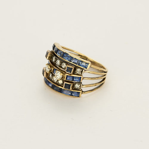 Bague 53 Bague en Or jaune 18K diamants et saphirs calibrés 58 Facettes 260251