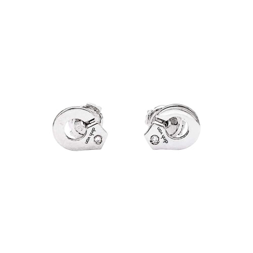 Boucles d'oreilles Puces d'oreilles Dinh Van, "Menottes" or blanc et diamants. 58 Facettes 35583