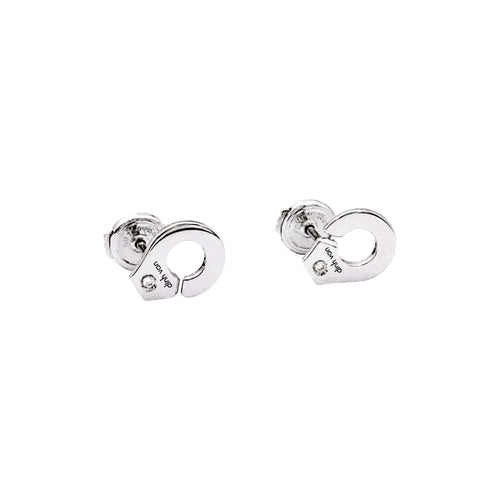 Boucles d'oreilles Puces d'oreilles Dinh Van, "Menottes" or blanc et diamants. 58 Facettes 35583