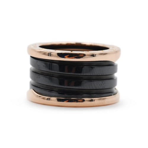 Bague 55 Bague Bulgari B.zero1 en or rose et céramique noire, taille 55 58 Facettes 18911