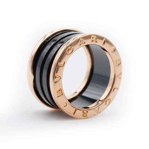 Bague 55 Bague Bulgari B.zero1 en or rose et céramique noire, taille 55 58 Facettes 18911