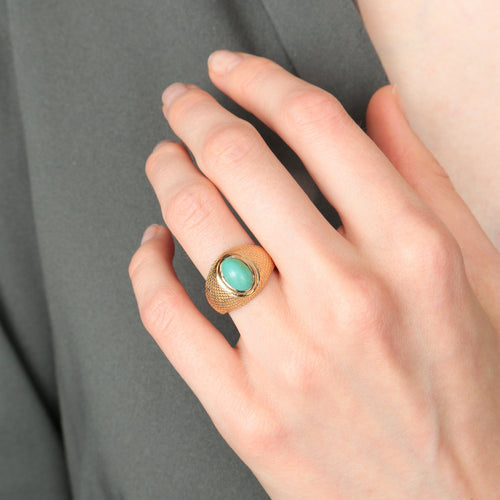Bague 53 La Turquoise - Bague en or jaune 18 carats turquoise 58 Facettes BO/220078