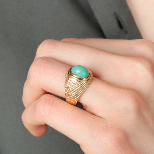 Bague 53 La Turquoise - Bague en or jaune 18 carats turquoise 58 Facettes BO/220078