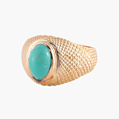 Bague 53 La Turquoise - Bague en or jaune 18 carats turquoise 58 Facettes BO/220078