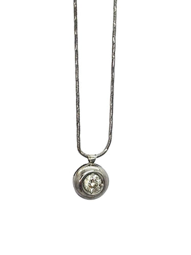 Collier Collier en or blanc 18K serti d’un diamant 0,40 ct 58 Facettes 1825