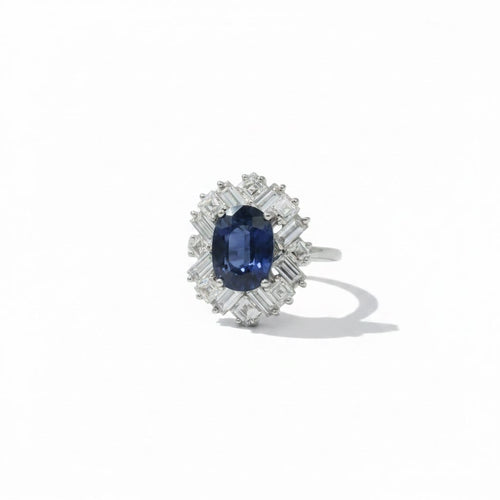 Bague 58 Bague cocktail années 70 en or blanc 18 carats saphir et diamants 58 Facettes 1.0001357/1