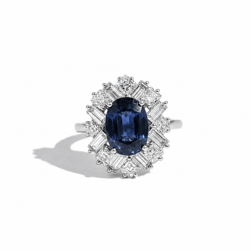 Bague 58 Bague cocktail années 70 en or blanc 18 carats saphir et diamants 58 Facettes 1.0001357/1