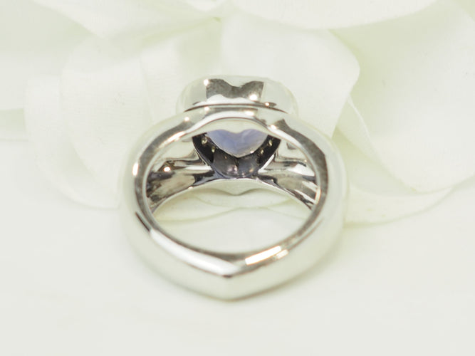 Bague 56 Poiray - Bague cœur en or blanc 18 ct avec tanzanite et diamants 58 Facettes 33744